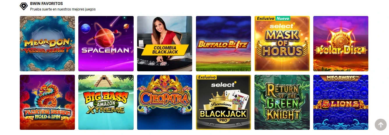 Conoce el catálogo de juegos de Bwin Colombia